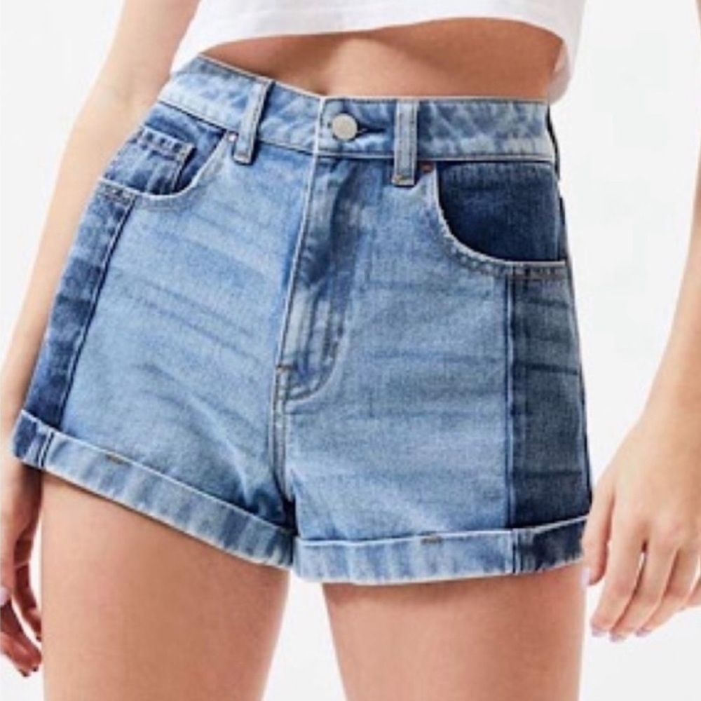 𝅺PACSUN Two Tone Denim High Waist Mom Shorts